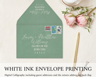 Printed Envelopes with Custom Fonts in A7 or 4bar Size - Premium Colored Wedding Envelopes with Guest Recipient Addresses