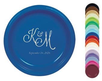 Monogrammed Plastic Plates – Custom Disposable Birthday Plates – Personalized Party Tableware in 7" or 10" Sizes