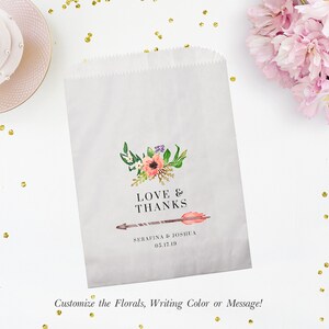 Boho Wedding Favor Bag, Love & Thanks Candy Bags, Popcorn Bags, Wedding Candy Bar Bags, Custom Wedding Favors personalized