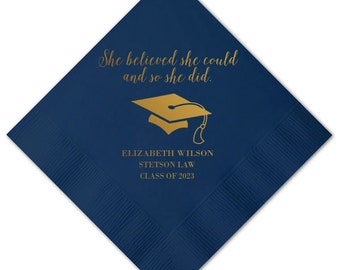 Law School Graduation Napkins, Class of 2025 Personalized Graduation Cocktail Napkins -Beverage, Luncheon, Dinner, and Guest Towels
