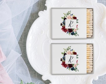Personalized Floral Wedding Matchboxes - Custom Wedding Favor Floral, Watercolor Matches for Wedding, Pink Floral