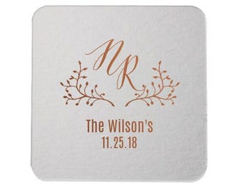 Custom Wedding Monogram, Drink Coasters, Wedding Coasters, Custom Favors, Gold Foil, Wedding Favors, Personalized Favors, Bar Coasters 285