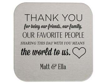 Custom Thank You Drink Coasters, Bar Coasters, Decorations, Foil Stamped Coaster, Party Coaster, Wedding Favors, Personalized Favors, 160