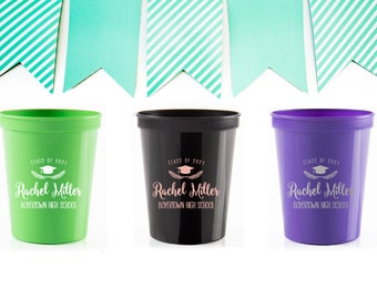 Graduation Decorations 2024 - Personalized Plastic Cups - Graduation Party Cups - Class of 2024 - Custom Party Favors