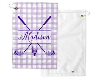 Purple Golf Club Personalized Golf Towel with name, Floral Golf Towel, Ladies League Gift, Womans Golf Towel, Girls Golf Towel, Gift for Mom