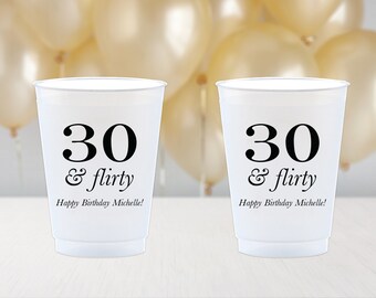 30th Birthday Frosted Cups Personalized Milestone Shatterproof Cups 30th 40th 50th 9 oz 16 oz 20 oz Custom Gift for Her Frost Flex Cups