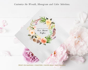 Burgundy & Blush Floral Wedding Napkins | Bridal Shower Napkins | Rehearsal Dinner | Full Color Napkin | Shower the Bride