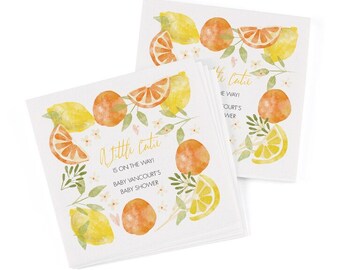 Citrus Baby Shower Orange Lemon Baby Shower Spring Summer Baby Personalized Cocktail or Luncheon Napkins