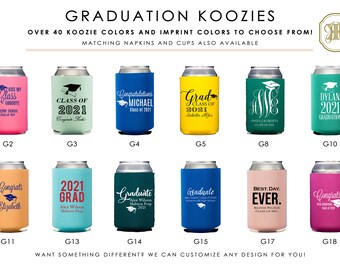 Custom Graduation Can Coolers, Class Of Grad Party, Graduation Party Favor, Personalized Graduation Gift, Drink Huggies