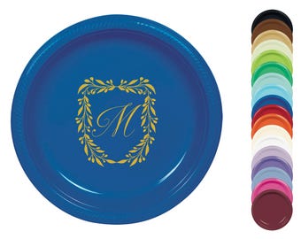 Personalized Plates, Disposable, Plastic, Monogrammed, Custom, Fiesta, Baby, Holiday, Thanksgiving, Christmas, Hanukkah, Wedding, Birthday