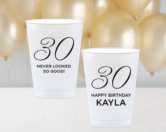 12oz Personalized Cups, Custom Birthday Cup, Birthday Cups, Party Cups, 40th Birthday Favors, Plastic Cups, Frosted Cups, Custom Cups