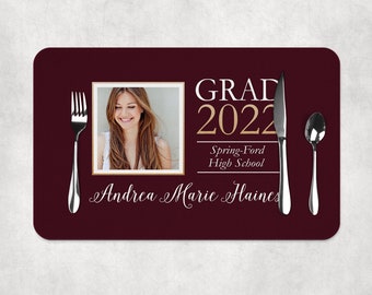 Custom Graduation Paper Placemats Class of 2024 Decorations Tableware Disposable Personalized Placemats - Printed & Shipped Grad 2024
