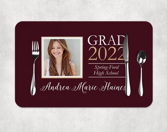 Custom Graduation Paper Placemats Class of 2025 Decorations Tableware Disposable Personalized Placemats - Printed & Shipped Grad 2025