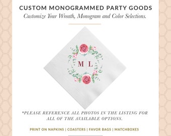 100+ Tropical Floral Personalized Napkins Wedding Napkins Luncheon Napkins Cocktail Napkins Quinceañera Birthday Baby Shower Floral Napkins