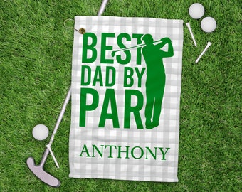 Best Dad By Par Velour Golf Towel, fathers day golf gift, Personalized Dad's Christmas Golf Gift, Monogrammed Velour Golf Towel