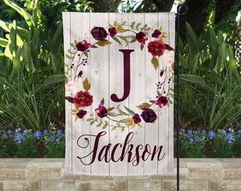 Personalized Floral Flag, Welcome Garden Flag, Garden flags, Farmhouse Garden Flag, Rustic Country Decor, Floral Garden Flag