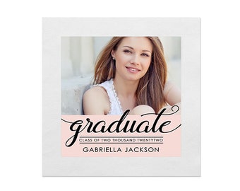 Photo Napkins, Personalized Cocktail Napkins, Graduation Party Decor, Pink Floral Napkin, Logo Napkins, Corporate Beverage or Luncheon Size