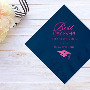 Custom Graduation Cocktail Napkins & Guest Towels – Personalized Graduate Cocktail Napkins / Guest Towels – Custom Graduation Party Napkins