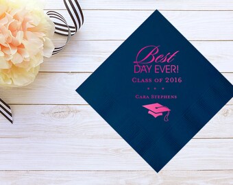 Custom Graduation Cocktail Napkins & Guest Towels – Personalized Graduate Cocktail Napkins / Guest Towels – Custom Graduation Party Napkins