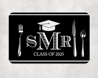 Custom Graduation Paper Placemats Class of 2024 Decorations Tableware Disposable Personalized Placemats - Printed & Shipped Grad 2024