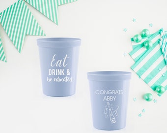 Graduation Cap Cups, Graduation Tassel, Printed Party Cups, Party Favors, Class of, Stadium Cups, College Grad, Grad Party