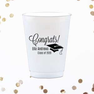 Graduation Custom Frosted Cups, 5oz, 8oz, 9oz, 10oz, 12oz, 14oz, 16oz, 20oz, 24oz / Personalized Cups, Party Cups, Party Decoration