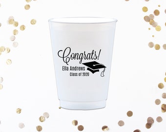 Graduation Custom Frosted Cups, 5oz, 8oz, 9oz, 10oz, 12oz, 14oz, 16oz, 20oz, 24oz / Personalized Cups, Party Cups, Party Decoration