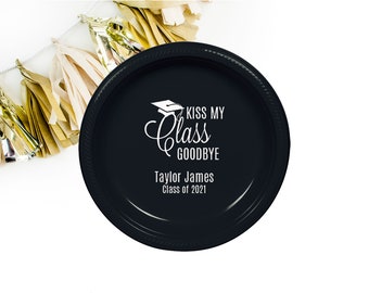 Graduation party plates, personalized plates, congrats grad 2025, college graduation party favor, high school graduation, party plates