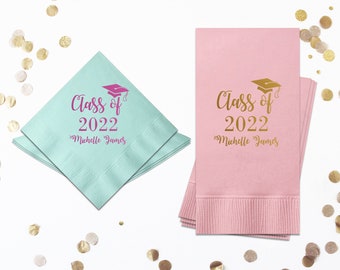 Congrats Grad Personalized Graduation Napkins, Graduation Party, Graduation Cap, Congrats Grad, Class of 2024, Class of 2024, Lunch Napkins