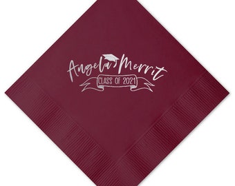 Personalized Graduation Napkins Class of 2024 Grad Party Decorations - Cocktail, Luncheon, and Dinner Napkins