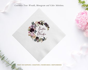 100+ Full Color Wedding Napkins Succulent Luncheon Napkins Rustic Beverage Napkins Custom Personalized Napkins Rustic Succulent Napkins