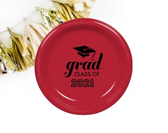 Graduation party plates, personalized plates, congrats grad 2025, college graduation party favor, high school graduation, party plates