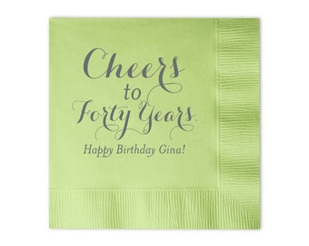 Birthday Cocktail Napkin, Custom Cocktail Napkins, Guest Towels, Custom Birthday Party Napkins, Cheers to 40 Years, Event Napkin party 148