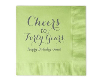 Birthday Cocktail Napkin, Custom Cocktail Napkins, Guest Towels, Custom Birthday Party Napkins, Cheers to 40 Years, Event Napkin party 148