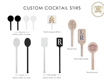 Custom Drink Stir Sticks | Personalized Cocktail Stirrers for Weddings, Parties & Events | Wood or Plastic Drink Sticks