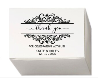 Thank you Chocolate Favor Box - Truffle Favor Box - Wedding Party Bridal Favor Box- Thank You Gift Box - Custom Printed Party Favor Box