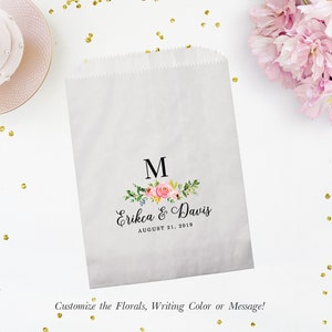 Wedding Candy Bags, Candy Buffet Bags, Cookie Buffet Bags, Personalized Wedding Favor Bags, pks of 25, Floral Favor Bag