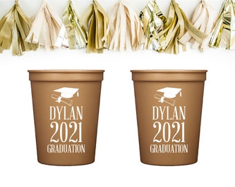 Graduation Cap Cups, Graduation Tassel, Printed Party Cups, Party Favors, Class of, Stadium Cups, College Grad, Grad Party