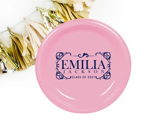 Graduation personalized plates, custom plate, plastic party plates, personalized party plates, monogrammed plate, disposable plates, 2024