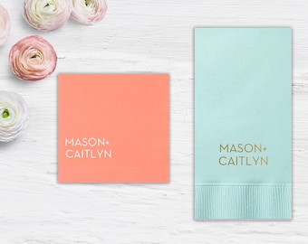 Personalized Printed Wedding Napkins, Custom Napkins, Cocktail Napkins, Personalized Beverage Napkins, Foil Printed Napkins, Party Napkins