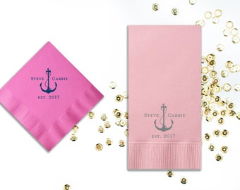 Anchor Print Napkins - Paper Party Napkin - Custom Printed Napkins - His Birthday - Nautical Party - Wedding - Anniversary - Bachelor Party