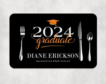 Graduation Paper Placemats Class of 2025 Decorations Tableware Disposable Personalized Placemats - Printed & Shipped Grad 2025