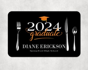 Graduation Paper Placemats Class of 2024 Decorations Tableware Disposable Personalized Placemats - Printed & Shipped Grad 2024