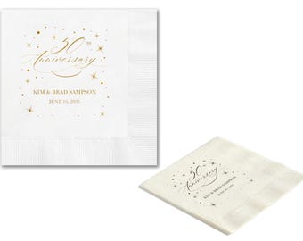 Full Color Golden Years Digital Napkin - Beverage, Full Color Cocktail Napkins, Personalized Napkins, Anniversary Napkins, 3-Ply Napkins
