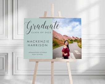 Grad Party Sign from Photo, Graduation Party Welcome Sign, Watercolor Graduation Sign, Graduation Party Decor, University Grad Party Sign