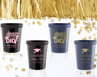 Graduation Decorations 2024 - Personalized Plastic Cups - Graduation Party Cups - Class of 2024 - Custom Party Favors