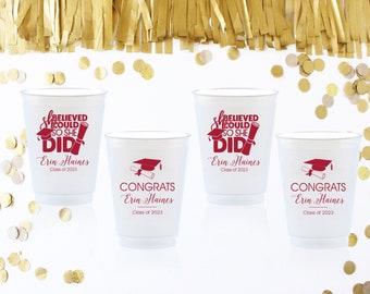 Graduation Party Cups, Graduation Favors, Graduation Party Ideas, Graduation Party Decorations, Class of 2024 Cups, Congrats Grad