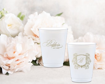 Last Name Frost Flex Party Cup Favors, Personalized Shatterproof Cups, Wedding Cup Favor, Shatterproof Custom Cup Favors, Custom Wedding Cup