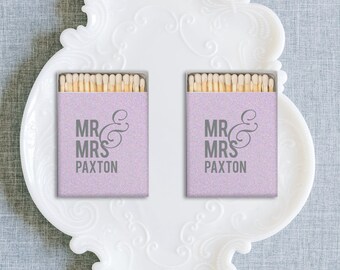 Customized Matchbox Favors - Floral Modern Romance - Personalized Foil Stamped Matches, Wedding Matches, Reception Decor, Couples Names