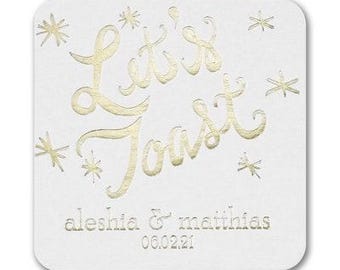 Personalized Custom Coasters, Wedding Coasters, Party Coasters, Wedding Favors, Printed Coasters, Personalized Coaster, Rose Gold Foil 174